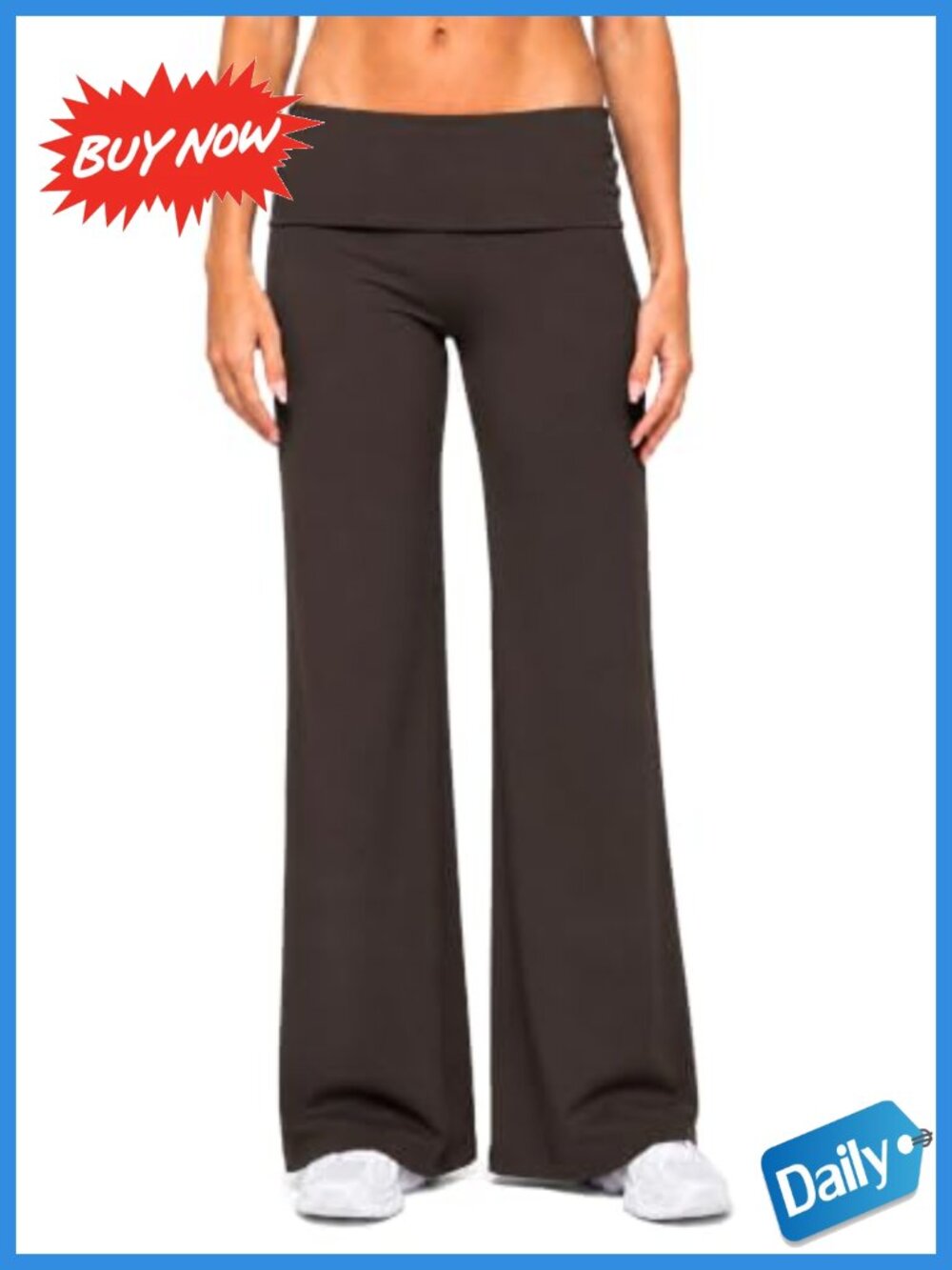 Sunzel Fold Over Waistband Wide Leg Yoga Pants Stretch Straight Leg Lounge
